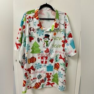 Festive Mens or Women’s Button Up Holiday Shirt 4XL